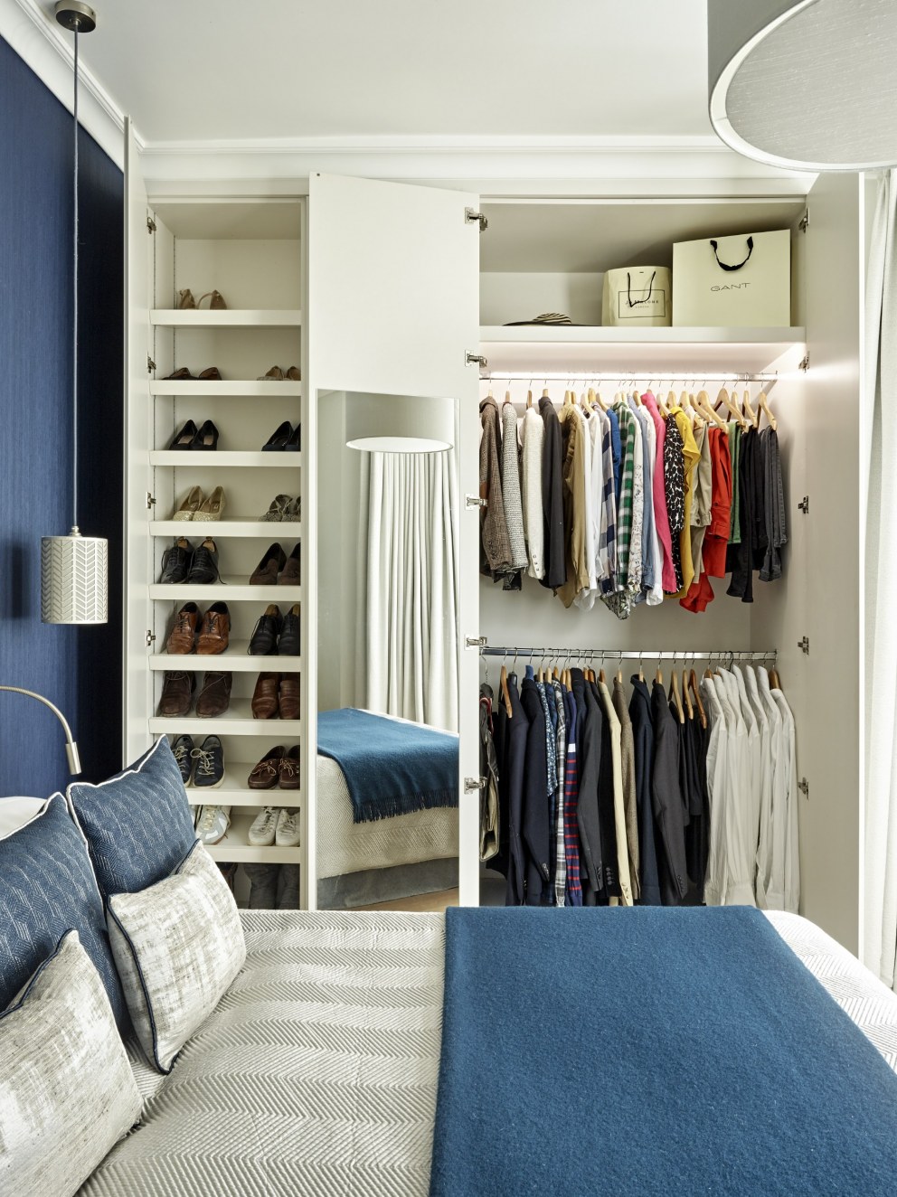Highbury Home | Principle Bedroom bespoke wardrobe joinery (internal view) | Interior Designers